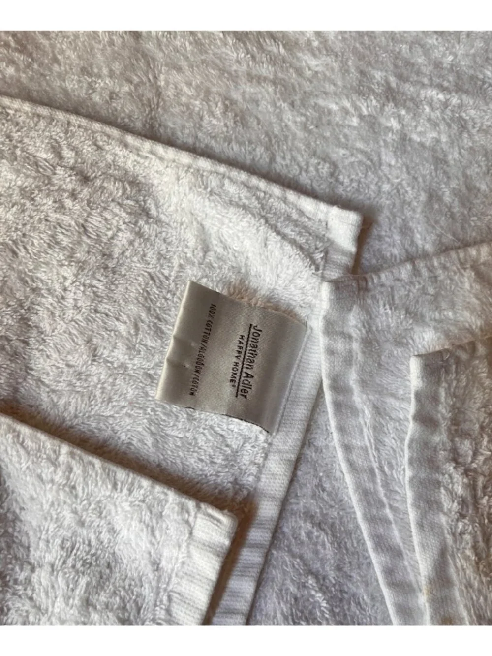 Jonathan Adler Bath Towel 50X20 Cotton White with Blue Polka Dots Design Mod